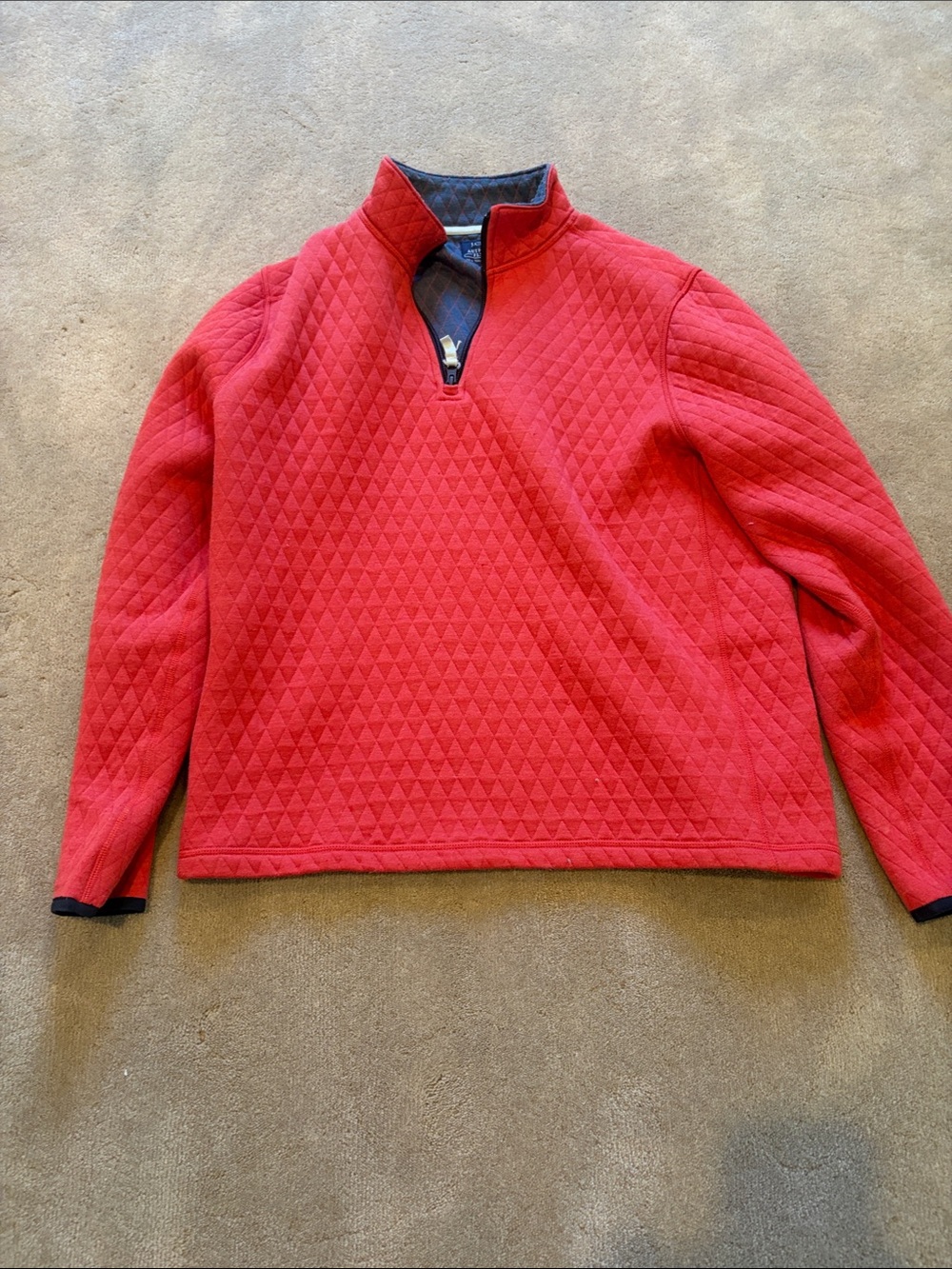 J. Crew Factory Red Quilted Half-Zip Pullover